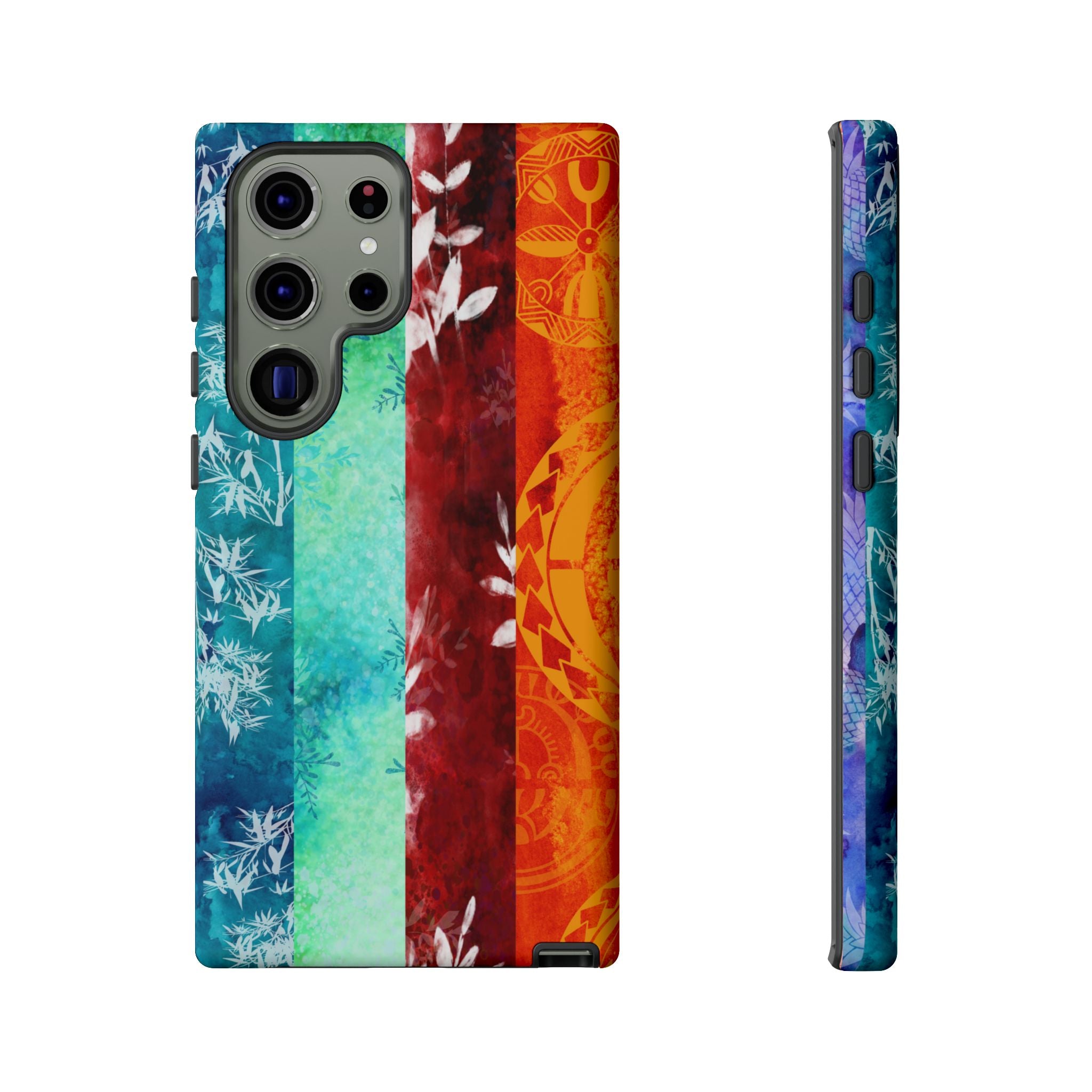 Island Vibes Tough Samsung Galaxy Case Detail View - Hawaiian Colorful Tropical Floral Design Close Up - The Local Banyan