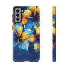 Pua La Tough Samsung Galaxy Case Samsung Galaxy S21 Plus Matte - Hawaiian Golden Hibiscus Sun Flower Sapphire Design - The Local Banyan
