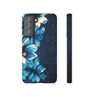 Leilani Nights Tough Samsung Galaxy Case Samsung Galaxy S21 FE Matte - Hawaiian Dark Blue Floral Polynesian Design - The Local Banyan