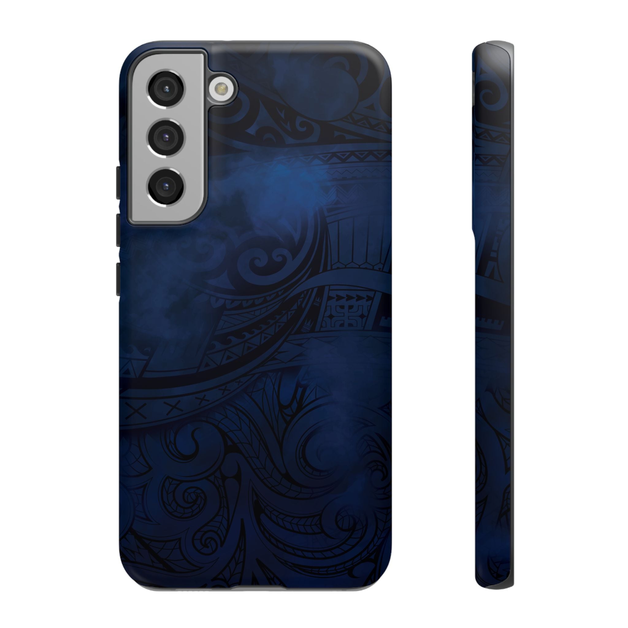 Midnight Essence Tough Samsung Galaxy Case Samsung Galaxy S22 Plus Matte - Hawaiian Midnight Navy Polynesian Tribal Design - The Local Banyan