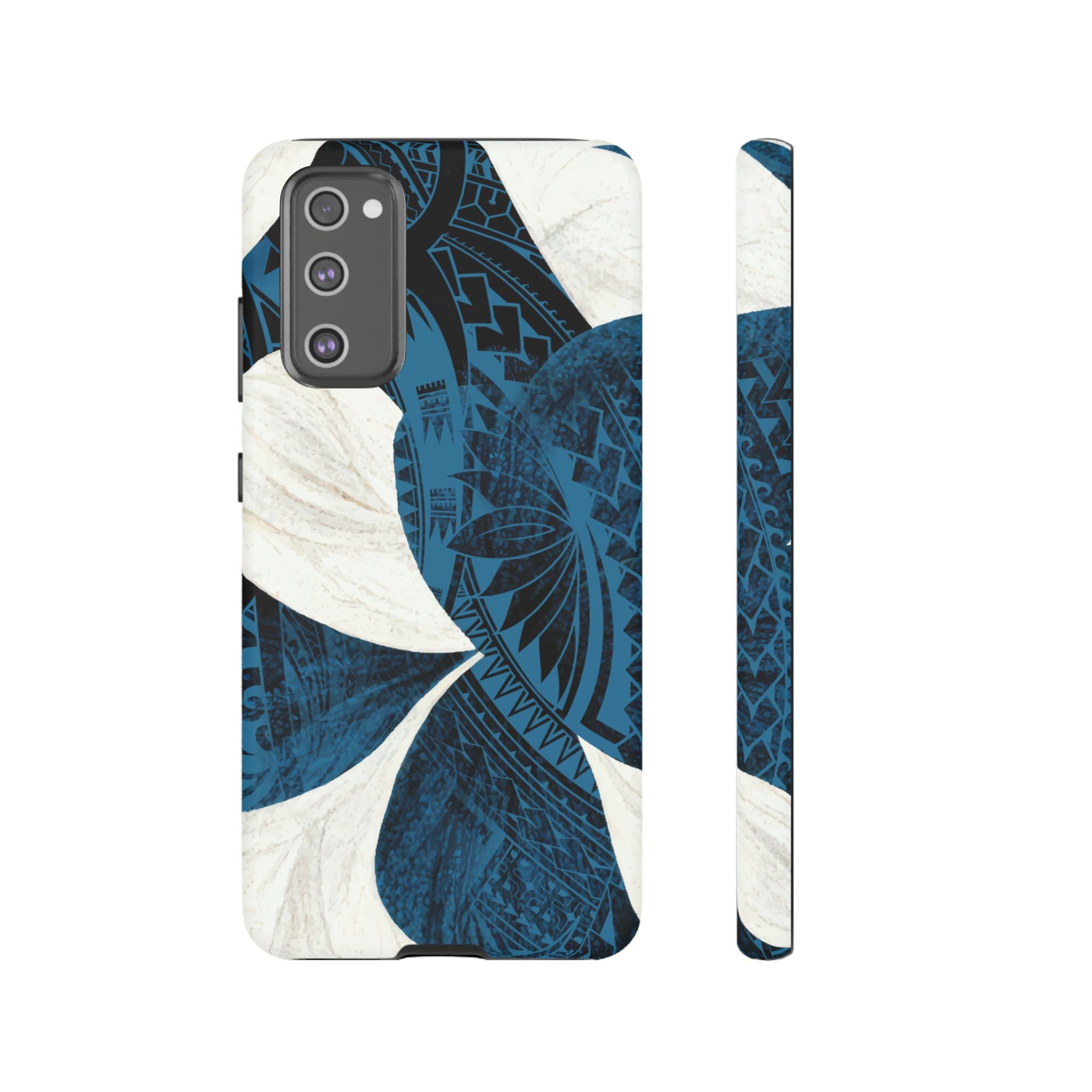 Hana Breeze Tough Samsung Galaxy Case Samsung Galaxy S20 FE Matte - Hawaiian Blue Plumeria Polynesian Botanical Design - The Local Banyan
