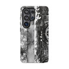 Monochrome Oasis Tough Samsung Galaxy Case Samsung Galaxy S26 Ultra Matte - Hawaiian Black White Botanical Tribal Design - The Local Banyan
