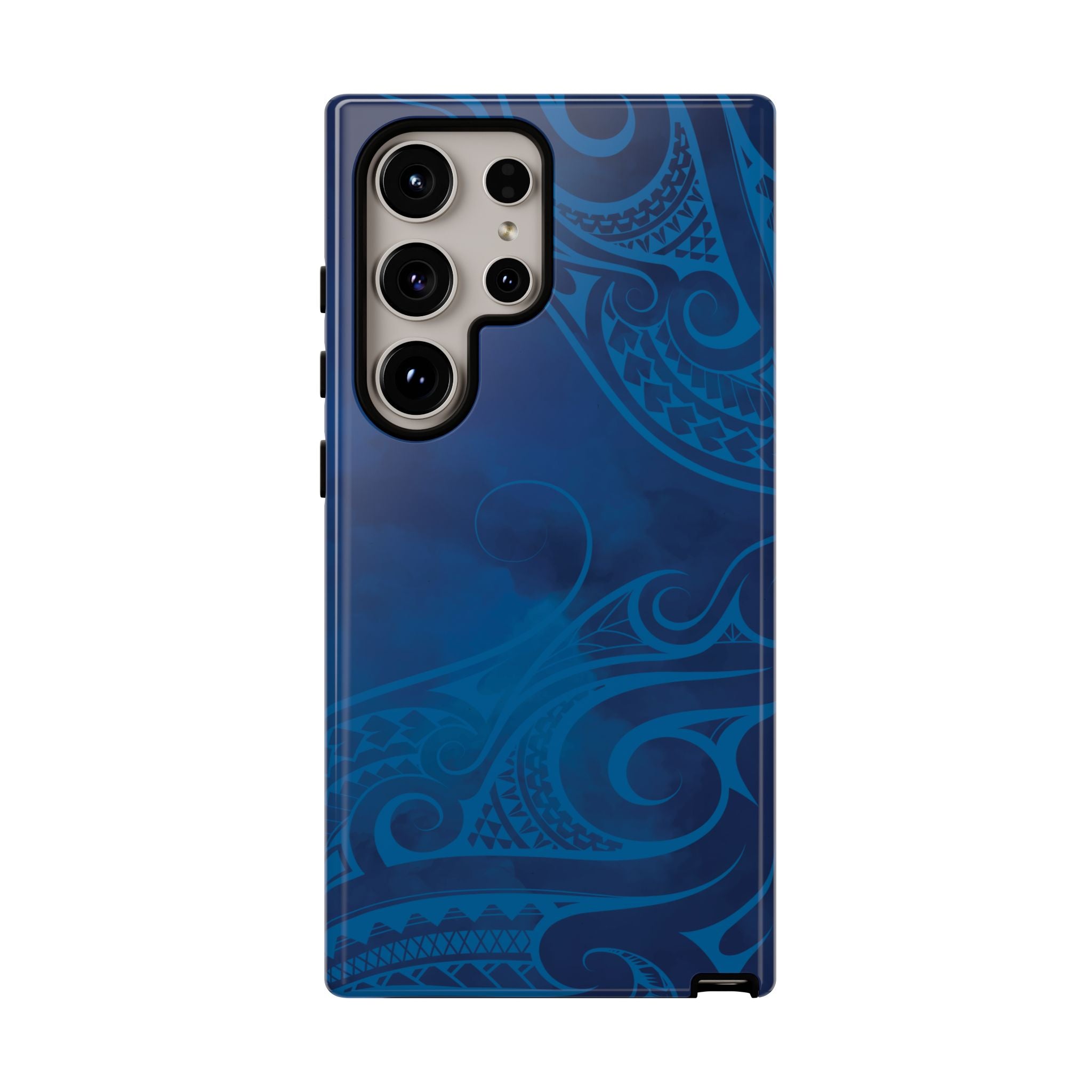 Woman holding Kai Legacy Tough Samsung Galaxy Case - Hawaiian Ocean Blue Polynesian Tribal Design - The Local Banyan