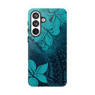 Moana Bloom Tough Samsung Galaxy Case Detail View - Hawaiian Teal Plumeria Ocean Tribal Design Close Up - The Local Banyan