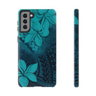 Moana Bloom Tough Samsung Galaxy Case Samsung Galaxy S21 Plus Glossy - Hawaiian Teal Plumeria Ocean Tribal Design - The Local Banyan
