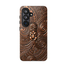 Paa Guardian Tough Samsung Galaxy Case Detail View - Hawaiian Copper Carved Tiki Polynesian Design Close Up - The Local Banyan