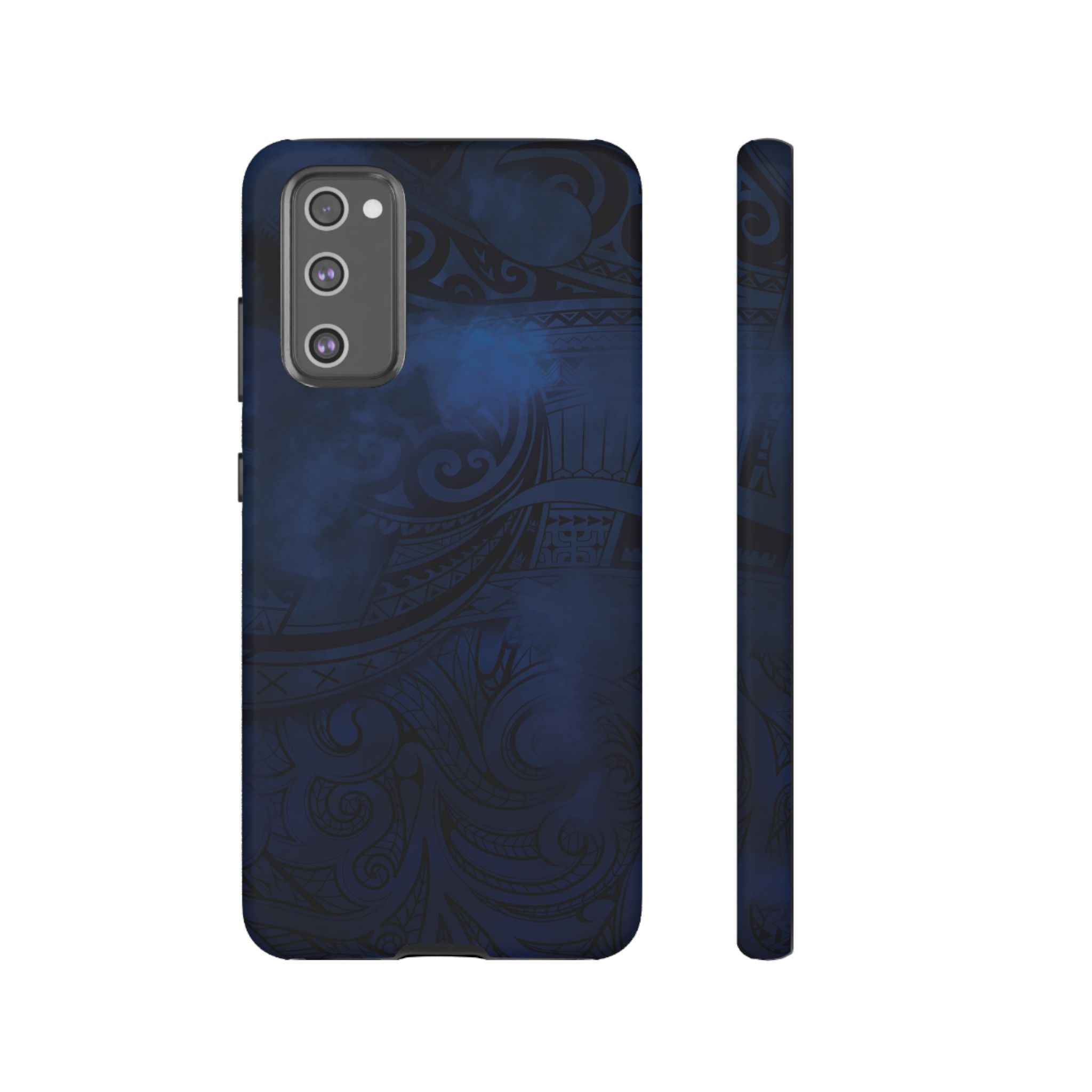 Midnight Essence Tough Samsung Galaxy Case Samsung Galaxy S20 FE Matte - Hawaiian Midnight Navy Polynesian Tribal Design - The Local Banyan