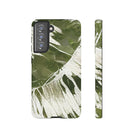 Island Breeze Tough Samsung Galaxy Case Samsung Galaxy S21 FE Glossy - Hawaiian Palm Leaf Olive Green Botanical Design - The Local Banyan