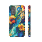 Aloalo Drift Tough Samsung Galaxy Case Samsung Galaxy S20 FE Matte - Hawaiian Hibiscus Teal Ocean Wave Design - The Local Banyan