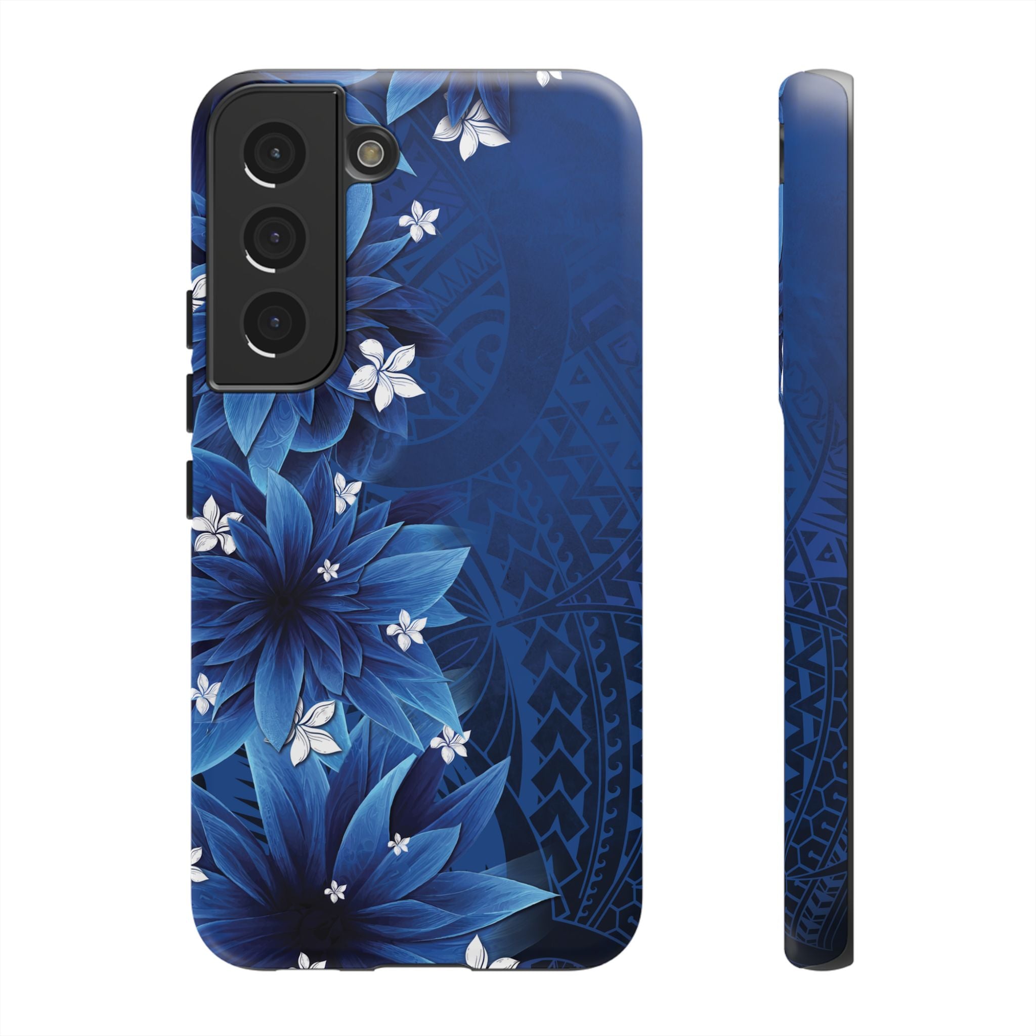 Hoku Pua Tough Samsung Galaxy Case Samsung Galaxy S22 Matte - Hawaiian Blue Star Flower Polynesian Design - The Local Banyan