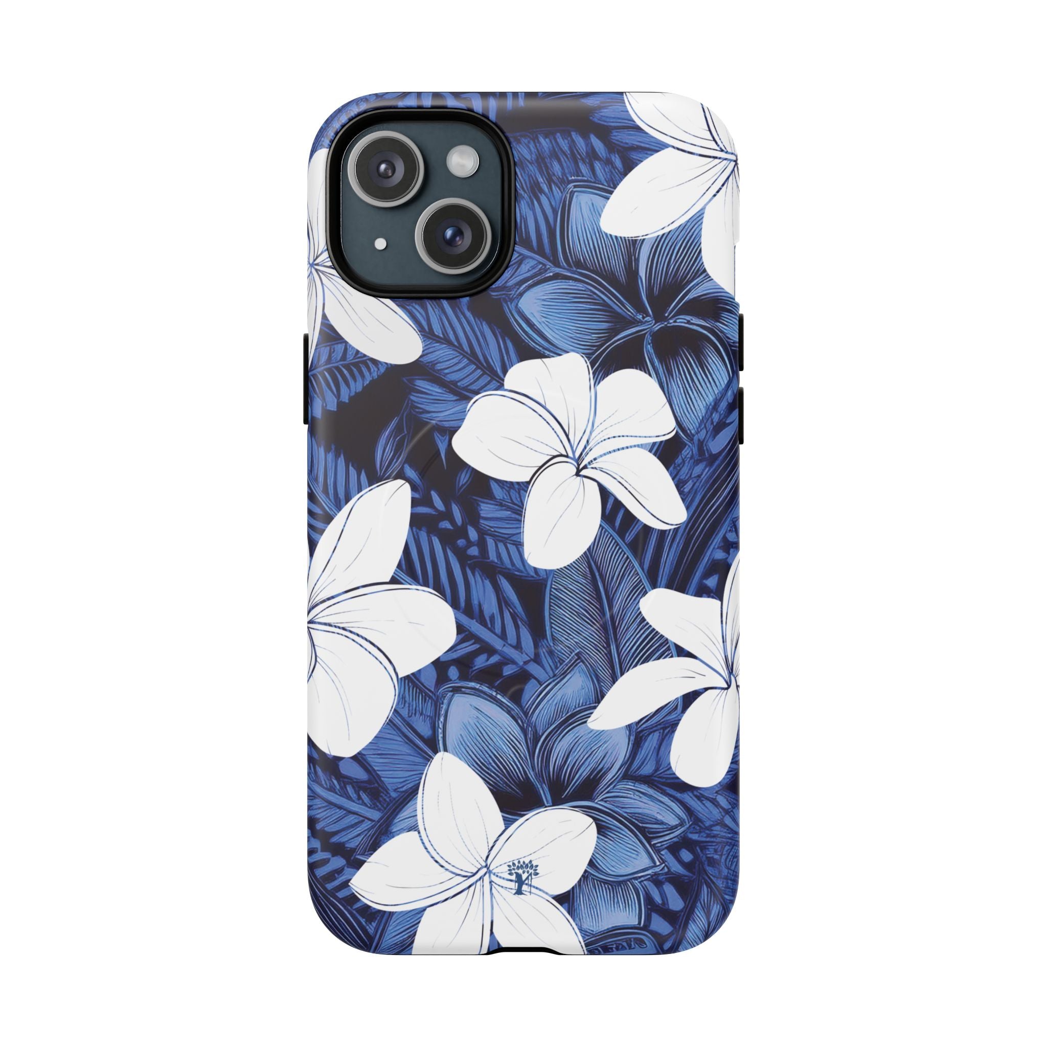 Eternal Blue Plumeria MagSafe Compatible Case for iPhone iPhone 15 Plus Matte The Local Banyan