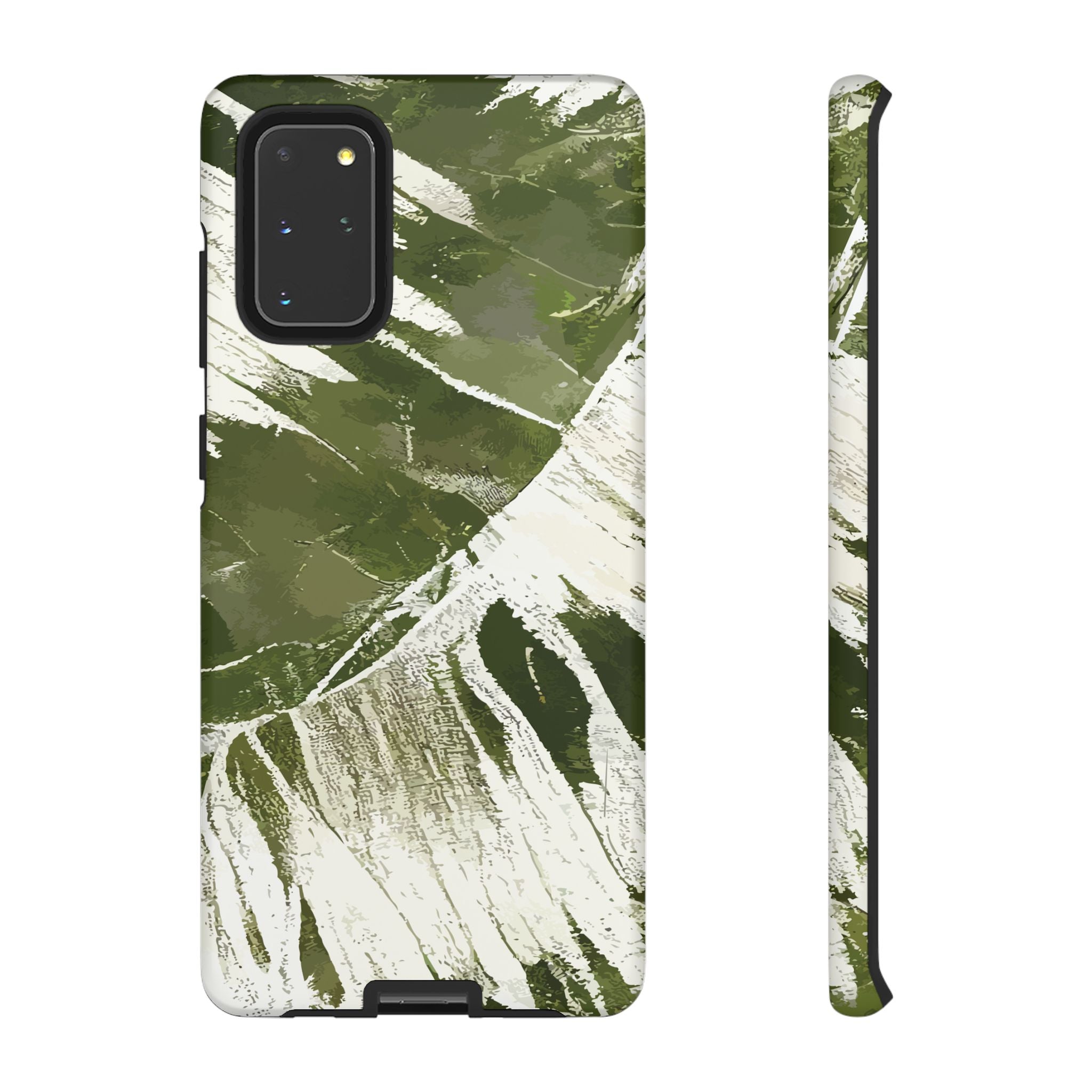 Island Breeze Tough Samsung Galaxy Case Samsung Galaxy S20+ Matte - Hawaiian Palm Leaf Olive Green Botanical Design - The Local Banyan