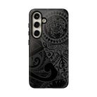 Tribal Guardian Tough Samsung Galaxy Case Detail View - Hawaiian Black on Black Polynesian Tribal Design Close Up - The Local Banyan