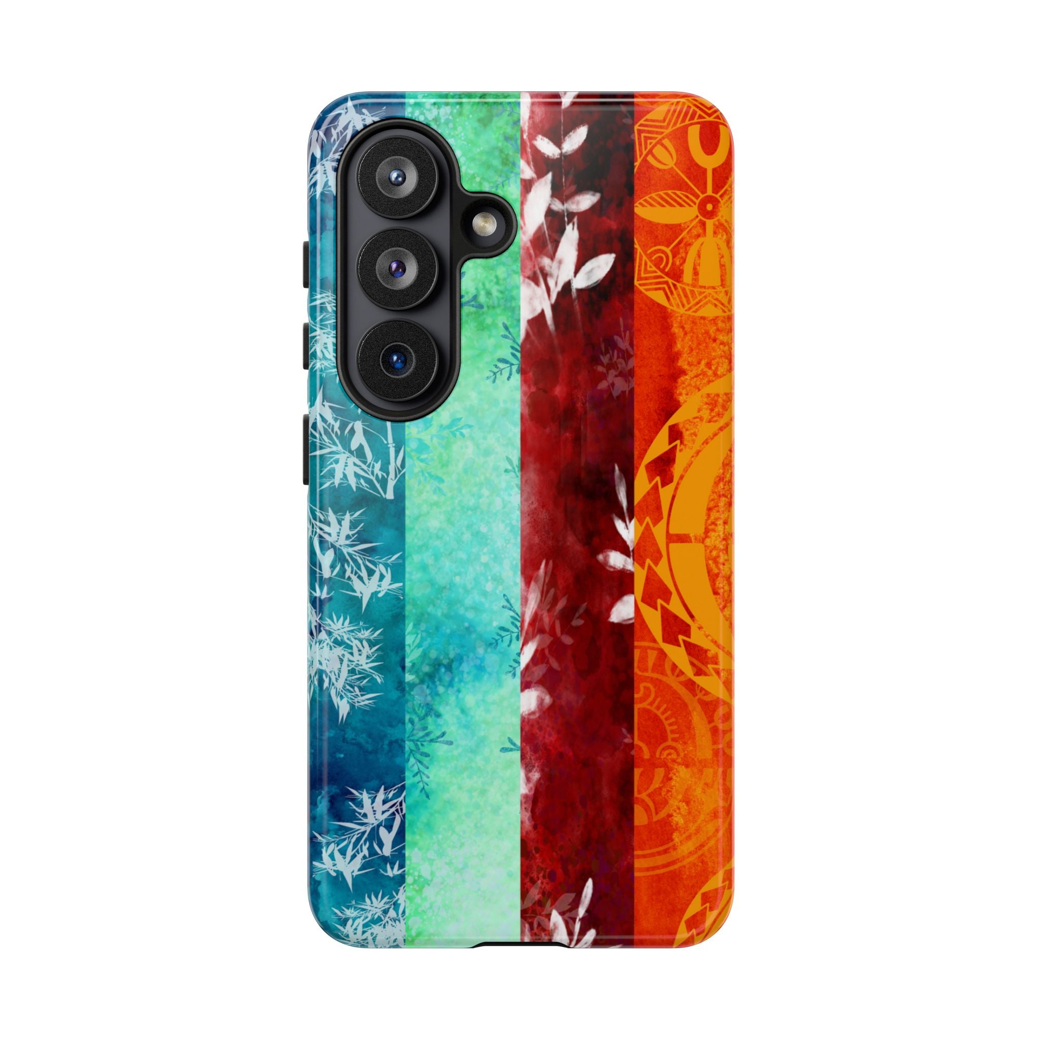 Woman holding Island Vibes Tough Samsung Galaxy Case - Hawaiian Colorful Tropical Floral Design - The Local Banyan