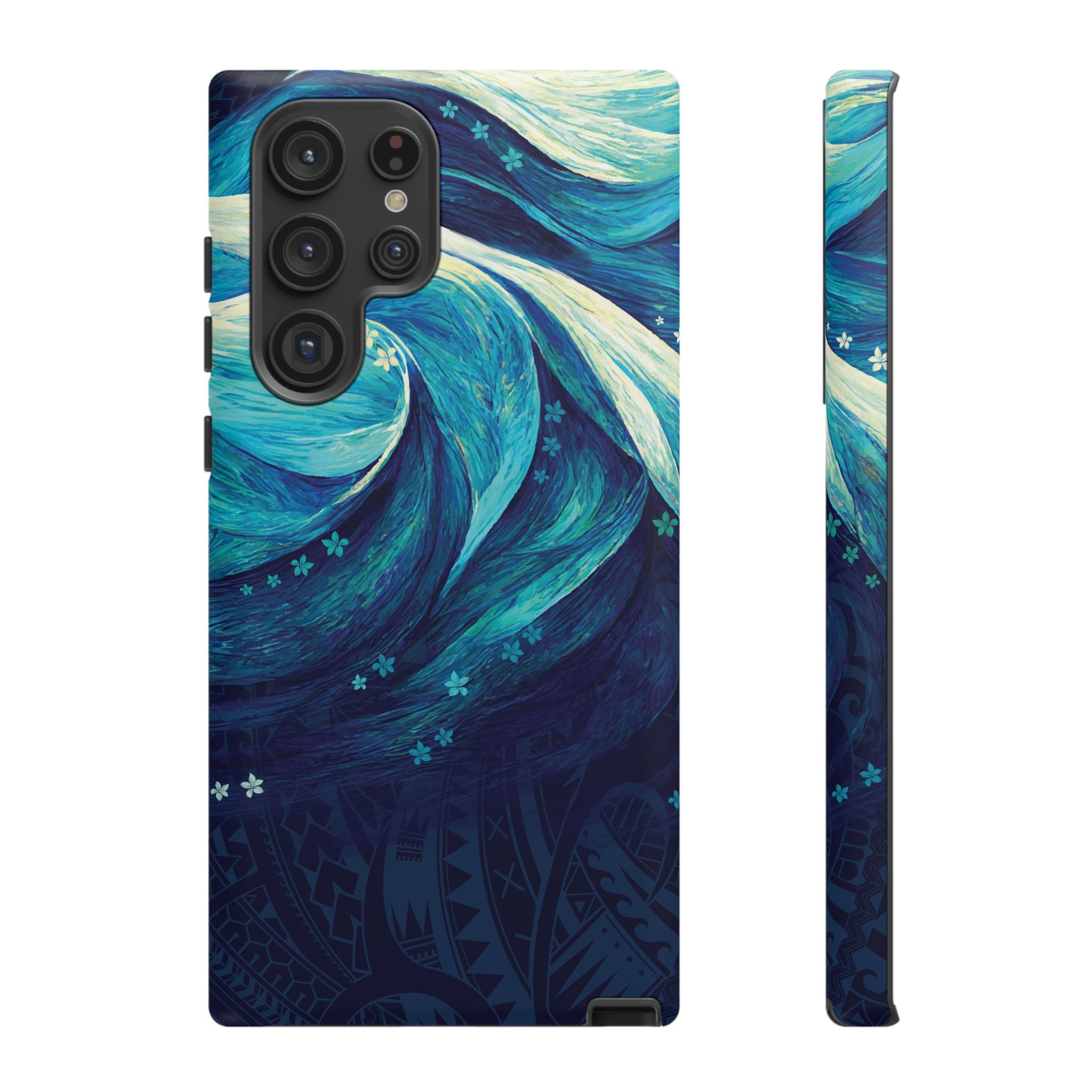 Eternal Mana Tough Samsung Galaxy Case Detail View - Hawaiian Ocean Wave Polynesian Tribal Design Close Up - The Local Banyan