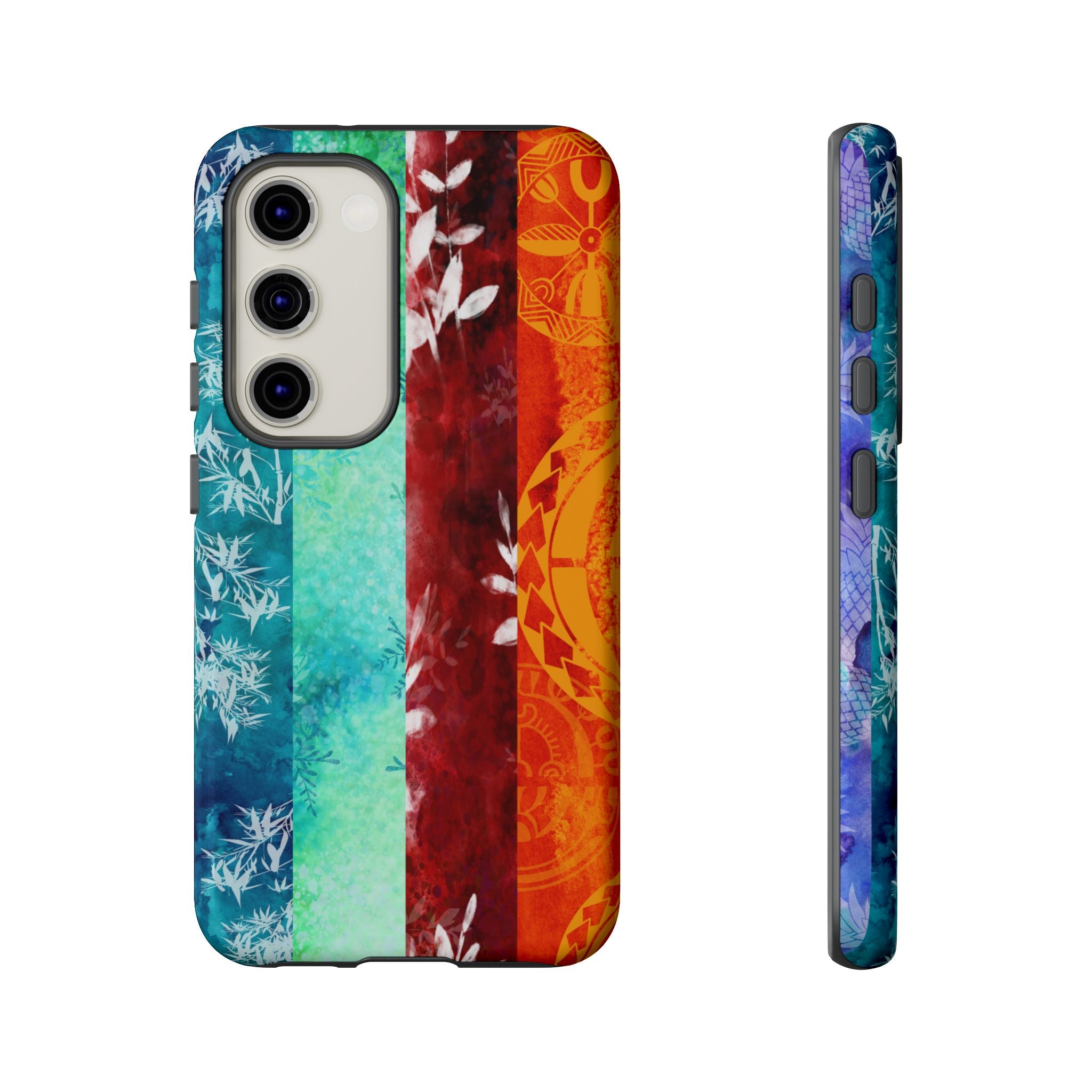Woman holding Island Vibes Tough Samsung Galaxy Case - Hawaiian Colorful Tropical Floral Design - The Local Banyan