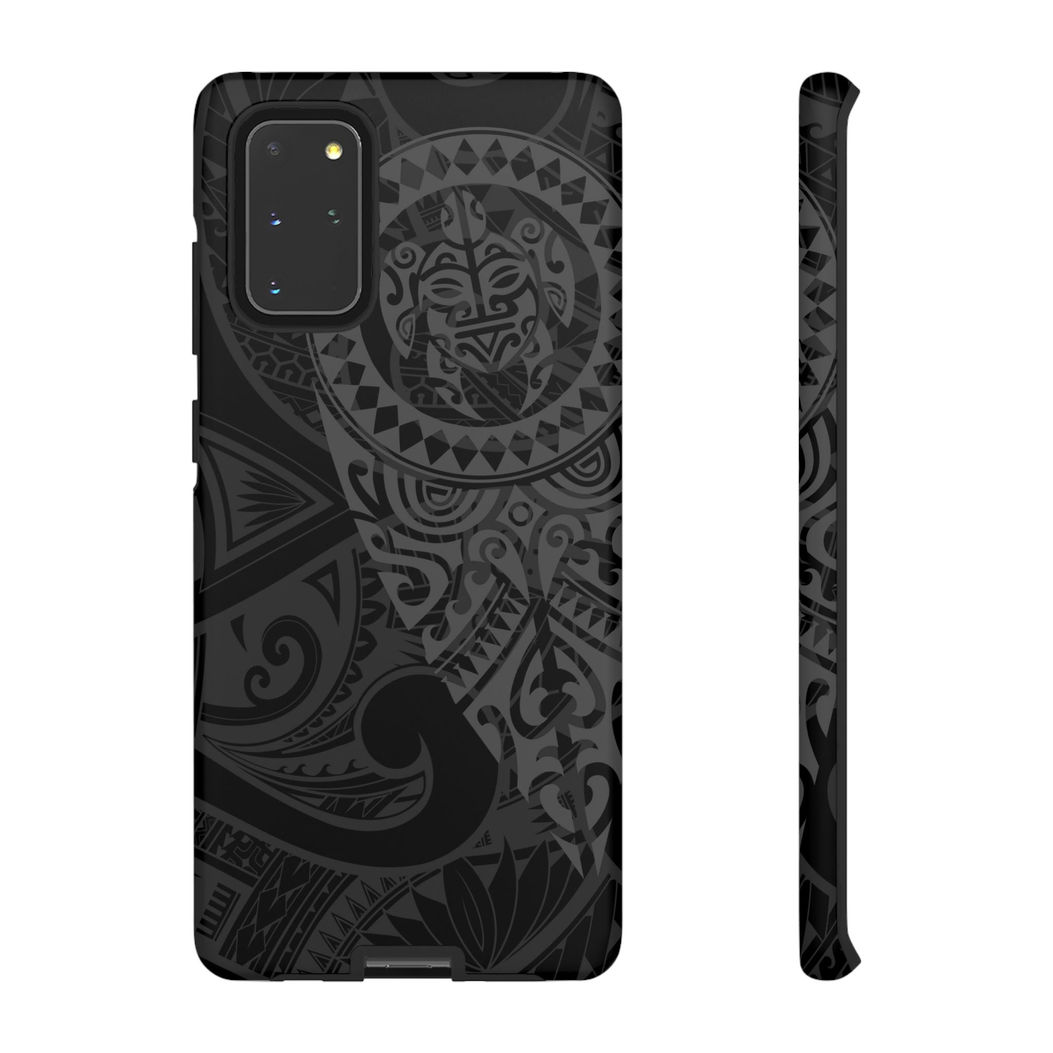 Tribal Guardian Tough Samsung Galaxy Case Samsung Galaxy S20+ Matte - Hawaiian Black on Black Polynesian Tribal Design - The Local Banyan