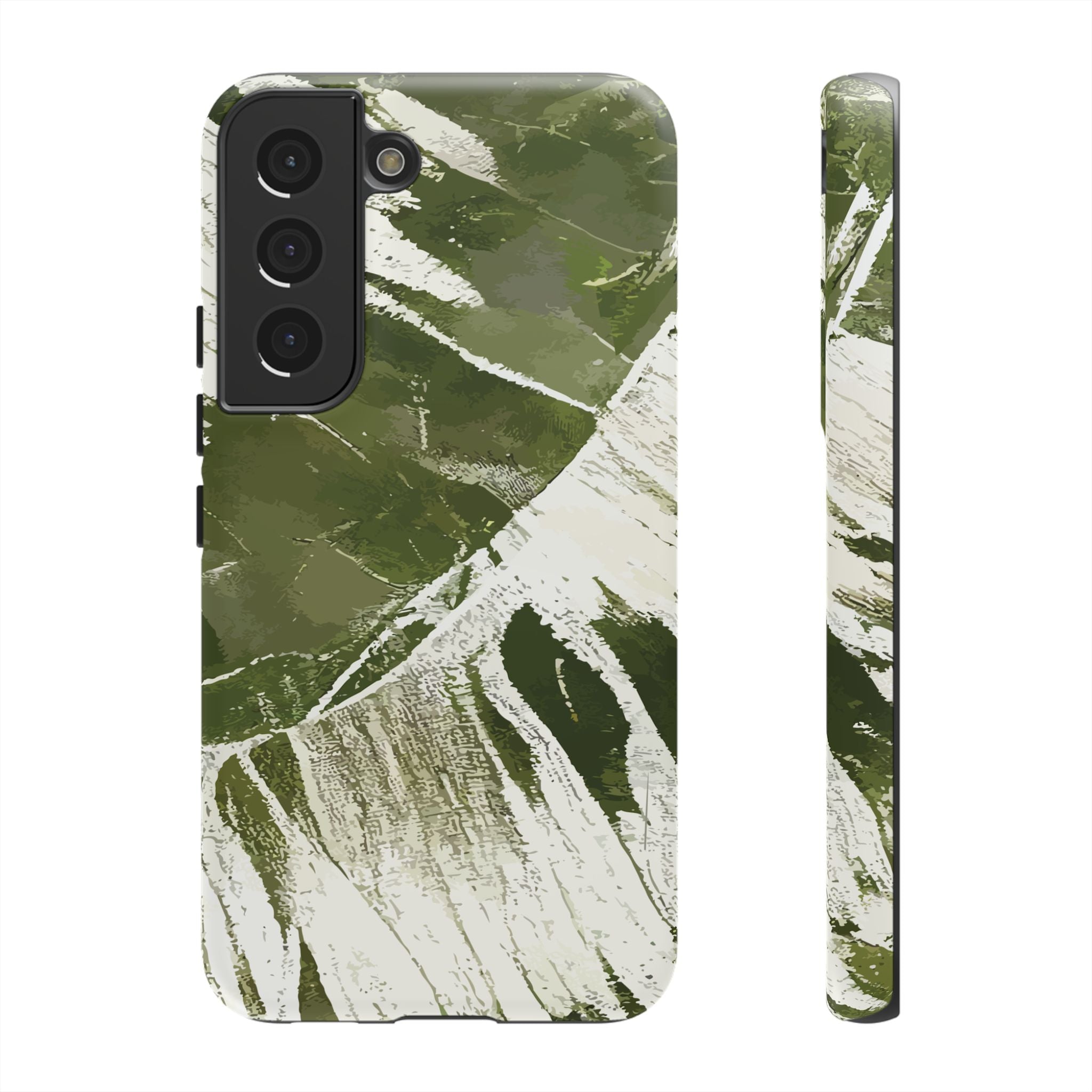 Island Breeze Tough Samsung Galaxy Case Samsung Galaxy S22 Matte - Hawaiian Palm Leaf Olive Green Botanical Design - The Local Banyan