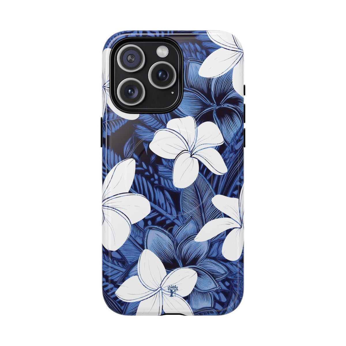 Eternal Blue Plumeria MagSafe Compatible Case for iPhone iPhone 15 Pro Max Glossy The Local Banyan