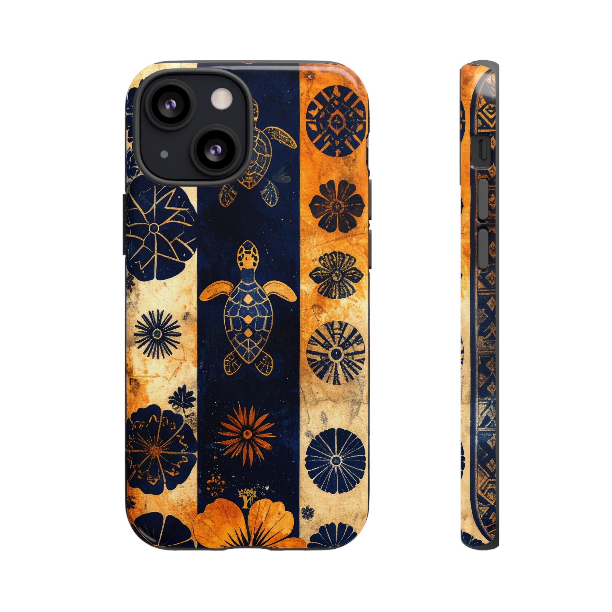 Tapa Pua Lehua Honu Tough Case for iPhone iPhone 13 Mini Glossy The Local Banyan