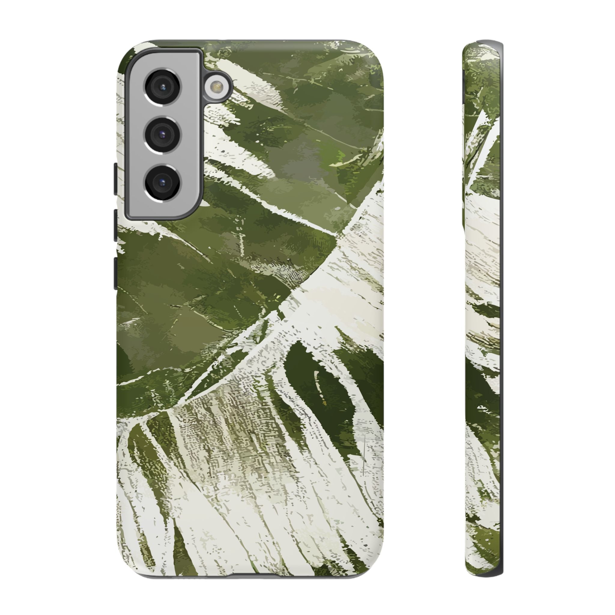 Island Breeze Tough Samsung Galaxy Case Samsung Galaxy S22 Plus Matte - Hawaiian Palm Leaf Olive Green Botanical Design - The Local Banyan