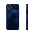 Woman holding Midnight Essence Tough iPhone Case - Hawaiian Midnight Navy Polynesian Tribal Design - The Local Banyan