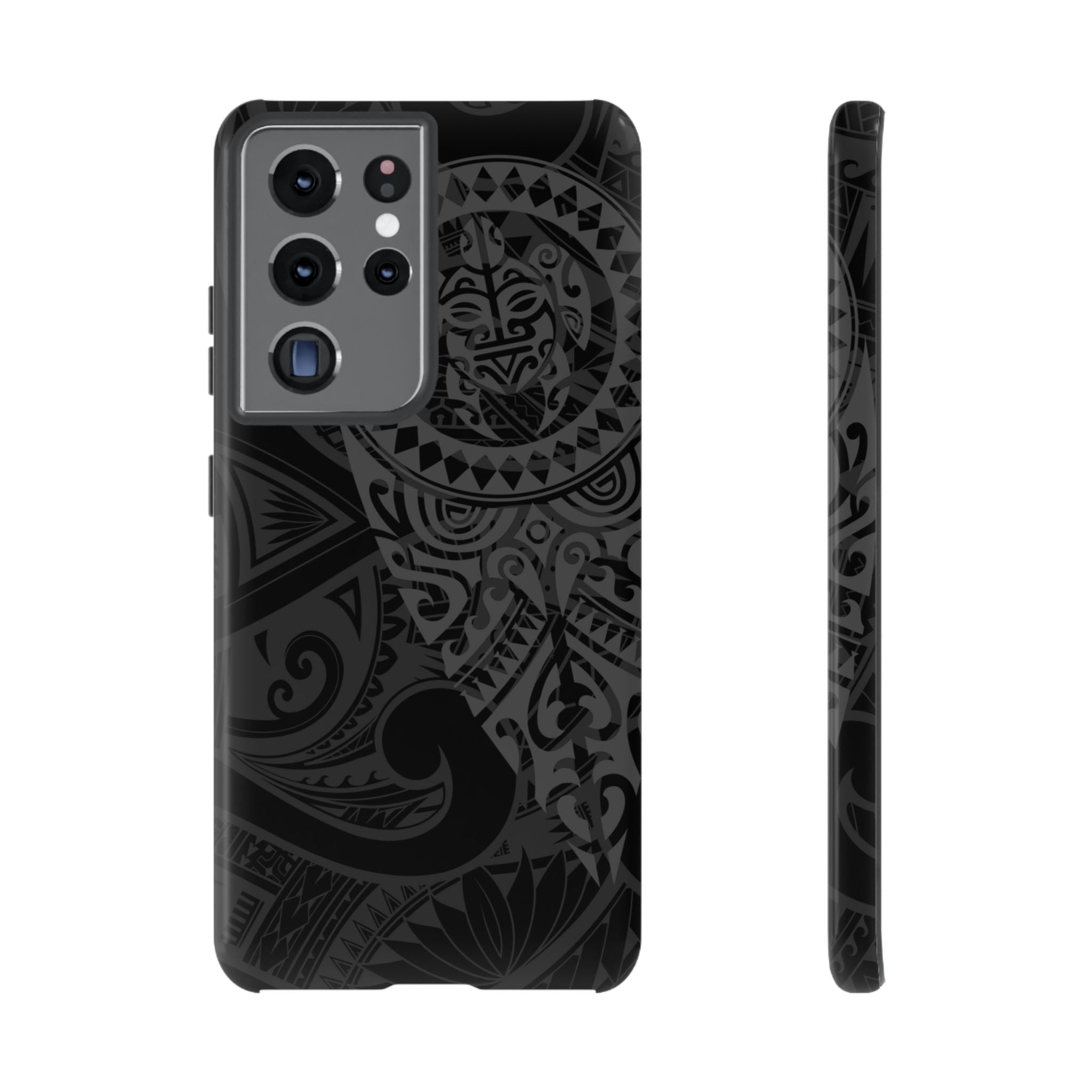 Tribal Guardian Tough Samsung Galaxy Case Samsung Galaxy S21 Ultra Glossy - Hawaiian Black on Black Polynesian Tribal Design - The Local Banyan