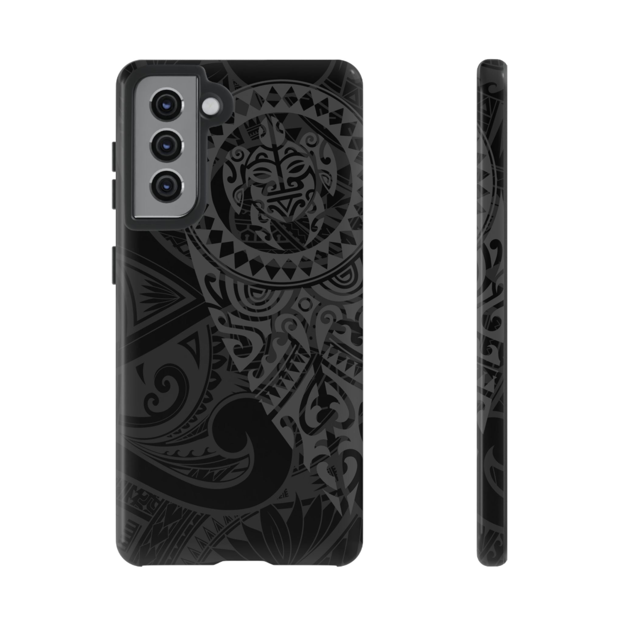 Tribal Guardian Tough Samsung Galaxy Case Samsung Galaxy S21 Glossy - Hawaiian Black on Black Polynesian Tribal Design - The Local Banyan