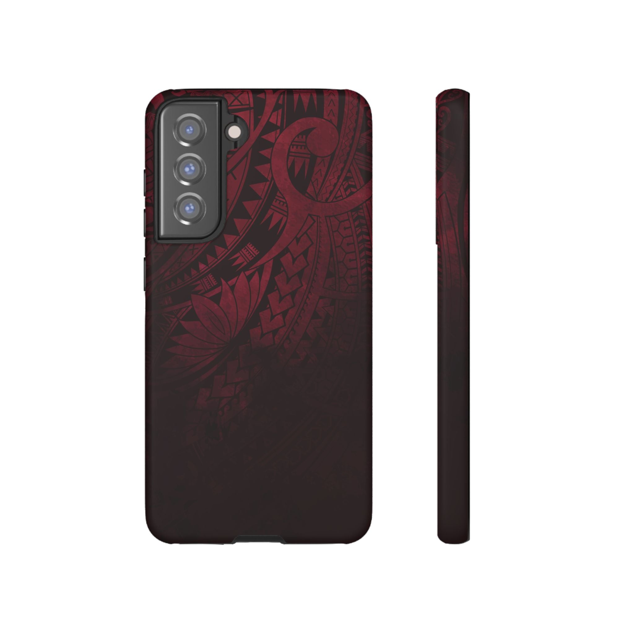 Eternal Ember Tough Samsung Galaxy Case Samsung Galaxy S21 FE Matte - Hawaiian Red Tribal Polynesian Design - The Local Banyan