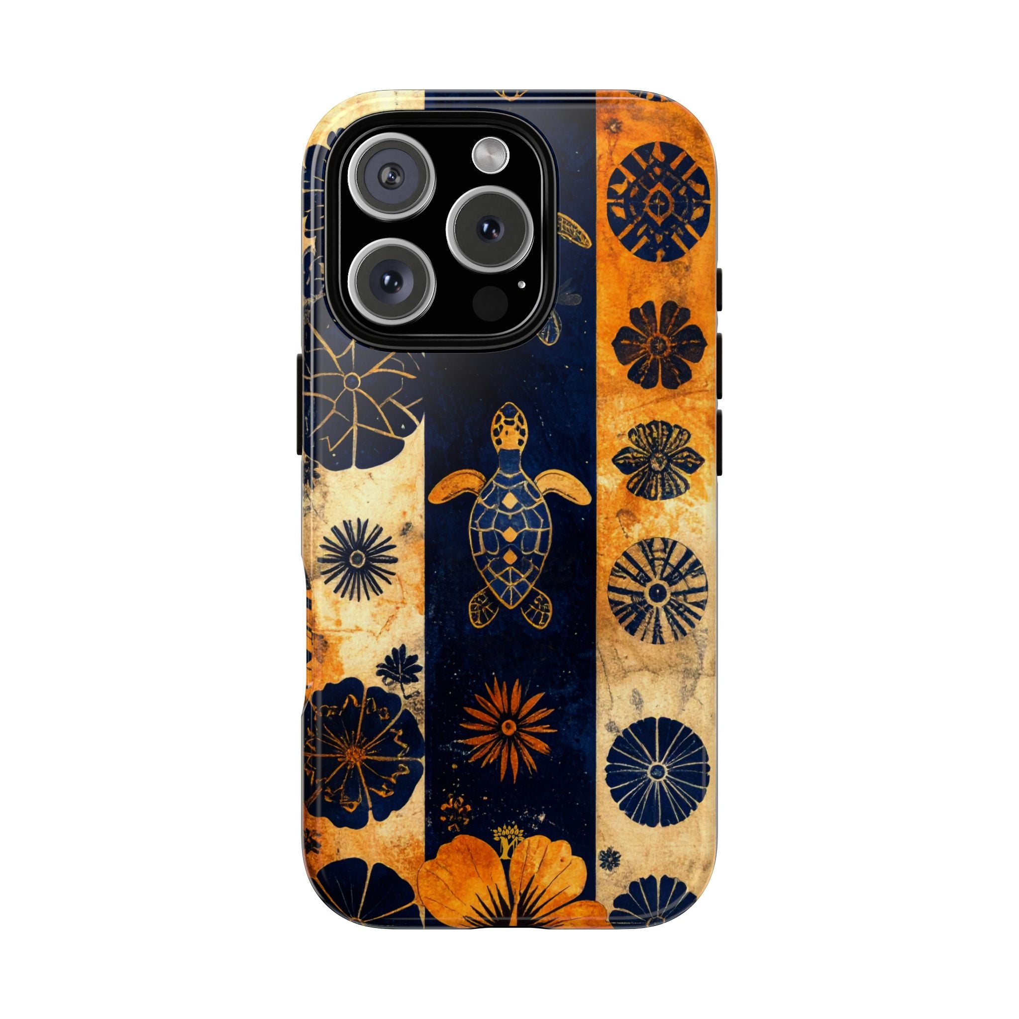 Tapa Pua Lehua Honu Tough Case for iPhone iPhone 16 Pro Glossy The Local Banyan