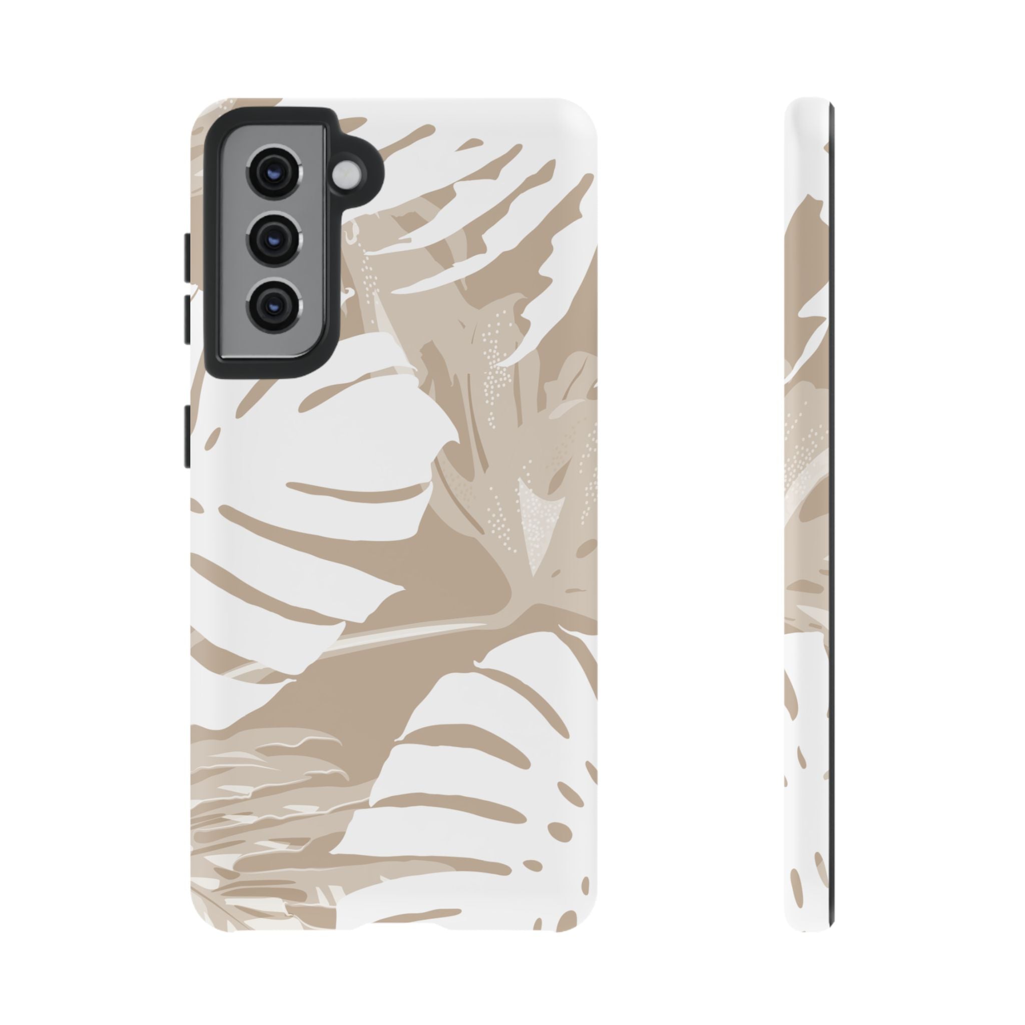 Exotic Monstera Tough Samsung Galaxy Case Samsung Galaxy S21 Matte - Hawaiian Tropical Monstera Botanical Neutral Design - The Local Banyan