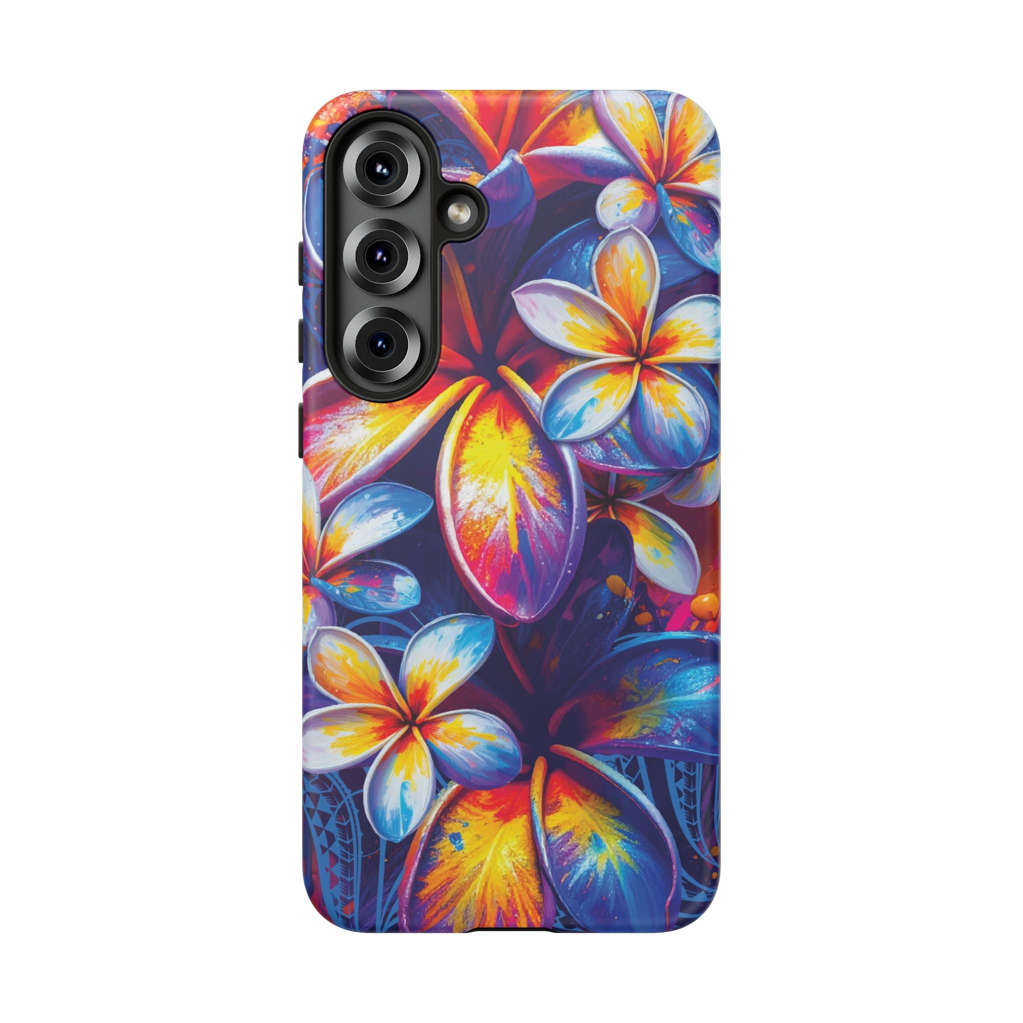 Sunset Ink Tough Samsung Galaxy Case Detail View - Hawaiian Plumeria Street Art Graffiti Tropical Design Close Up - The Local Banyan