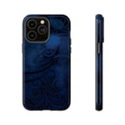 Midnight Essence Tough iPhone Case Detail View - Hawaiian Midnight Navy Polynesian Tribal Design Close Up - The Local Banyan