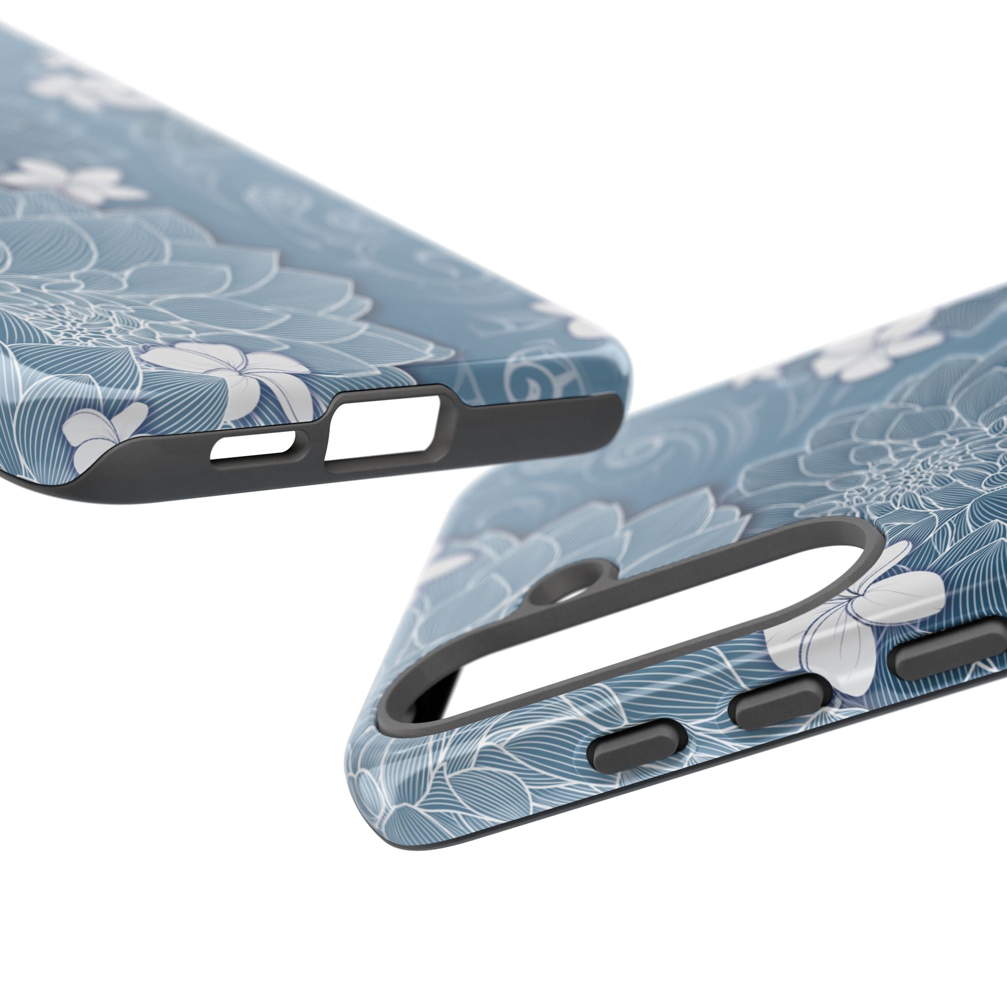 Pua La Tough Samsung Galaxy Case Detail View - Hawaiian Golden Hibiscus Sun Flower Sapphire Design Close Up - The Local Banyan