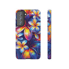 Sunset Ink Tough Samsung Galaxy Case Samsung Galaxy S21 FE Glossy - Hawaiian Plumeria Street Art Graffiti Tropical Design - The Local Banyan