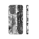Monochrome Oasis Tough Samsung Galaxy Case Samsung Galaxy S20 FE Matte - Hawaiian Black White Botanical Tribal Design - The Local Banyan