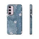 Pua La Tough Samsung Galaxy Case Detail View - Hawaiian Golden Hibiscus Sun Flower Sapphire Design Close Up - The Local Banyan