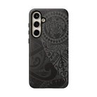 Tribal Guardian Tough Samsung Galaxy Case Detail View - Hawaiian Black on Black Polynesian Tribal Design Close Up - The Local Banyan