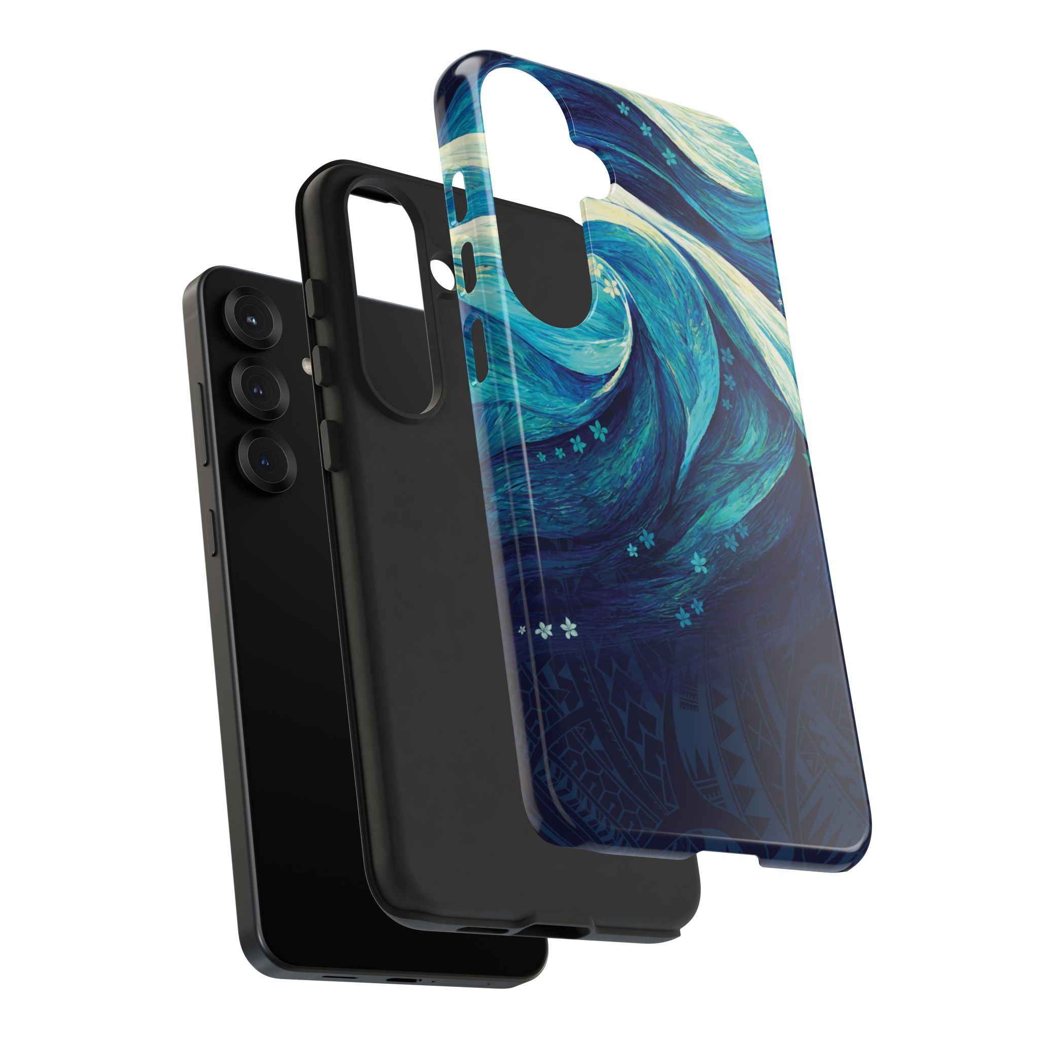 Woman holding Eternal Mana Tough Samsung Galaxy Case - Hawaiian Ocean Wave Polynesian Tribal Design - The Local Banyan