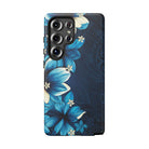 Leilani Nights Tough Samsung Galaxy Case Detail View - Hawaiian Dark Blue Floral Polynesian Design Close Up - The Local Banyan