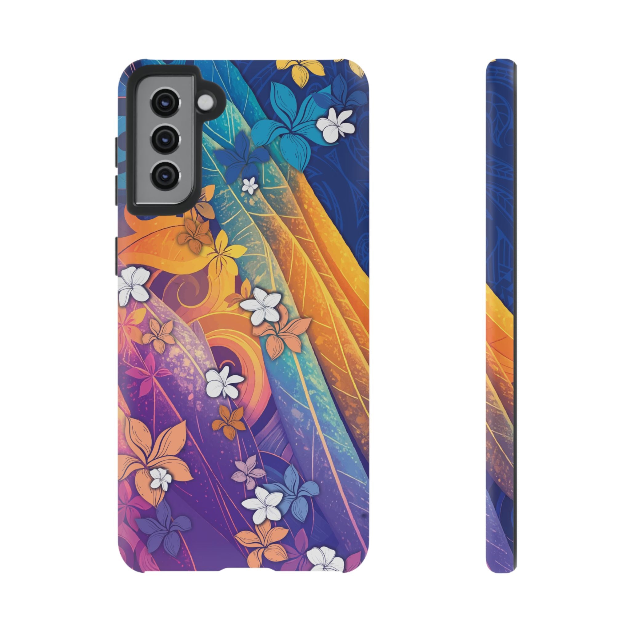 Mauna Sunrise Tough Samsung Galaxy Case Samsung Galaxy S21 Plus Matte - Hawaiian Colorful Sunrise Plumeria Design - The Local Banyan