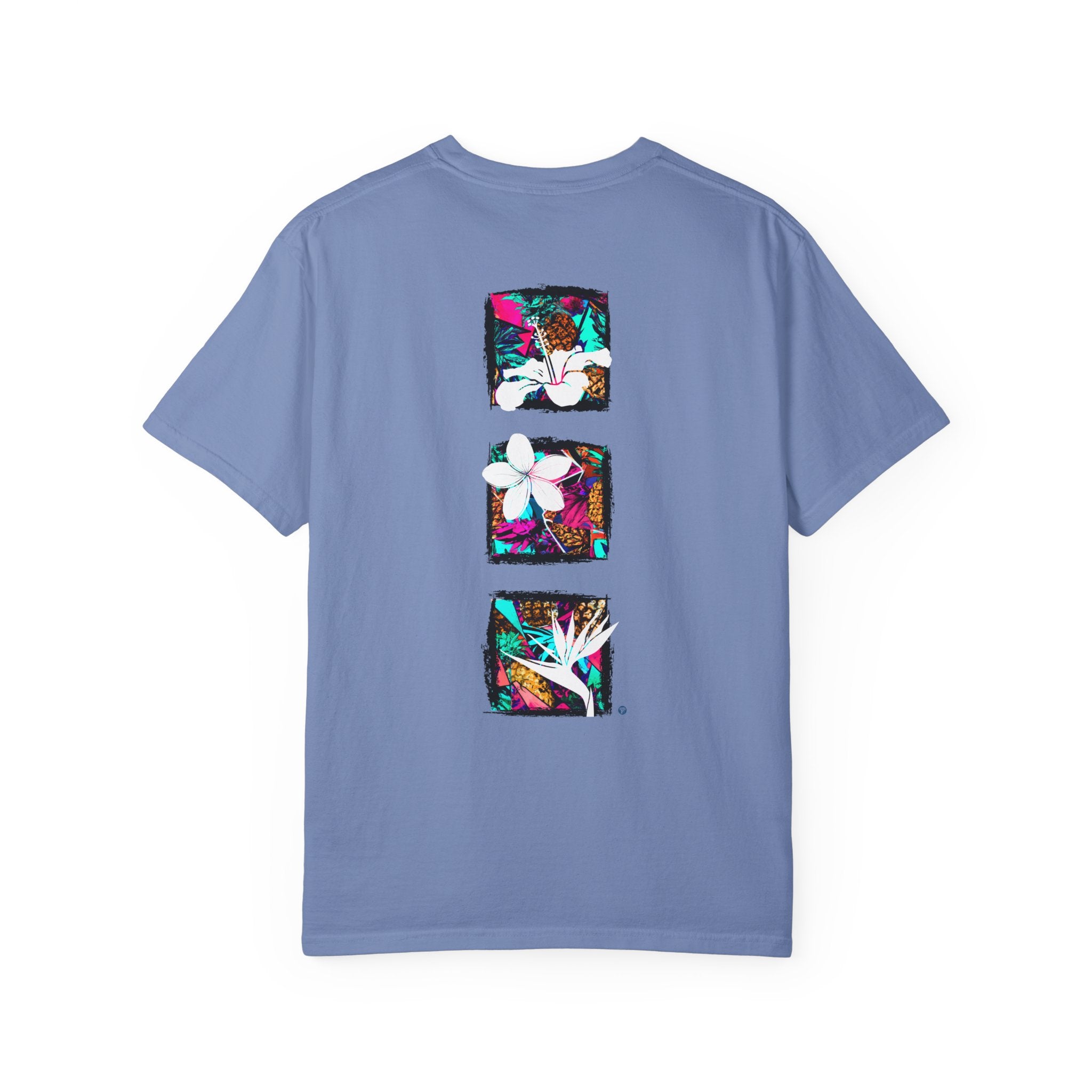 Pineapple Blossom Garment Dyed Tee Topaz Blue 4XL The Local Banyan