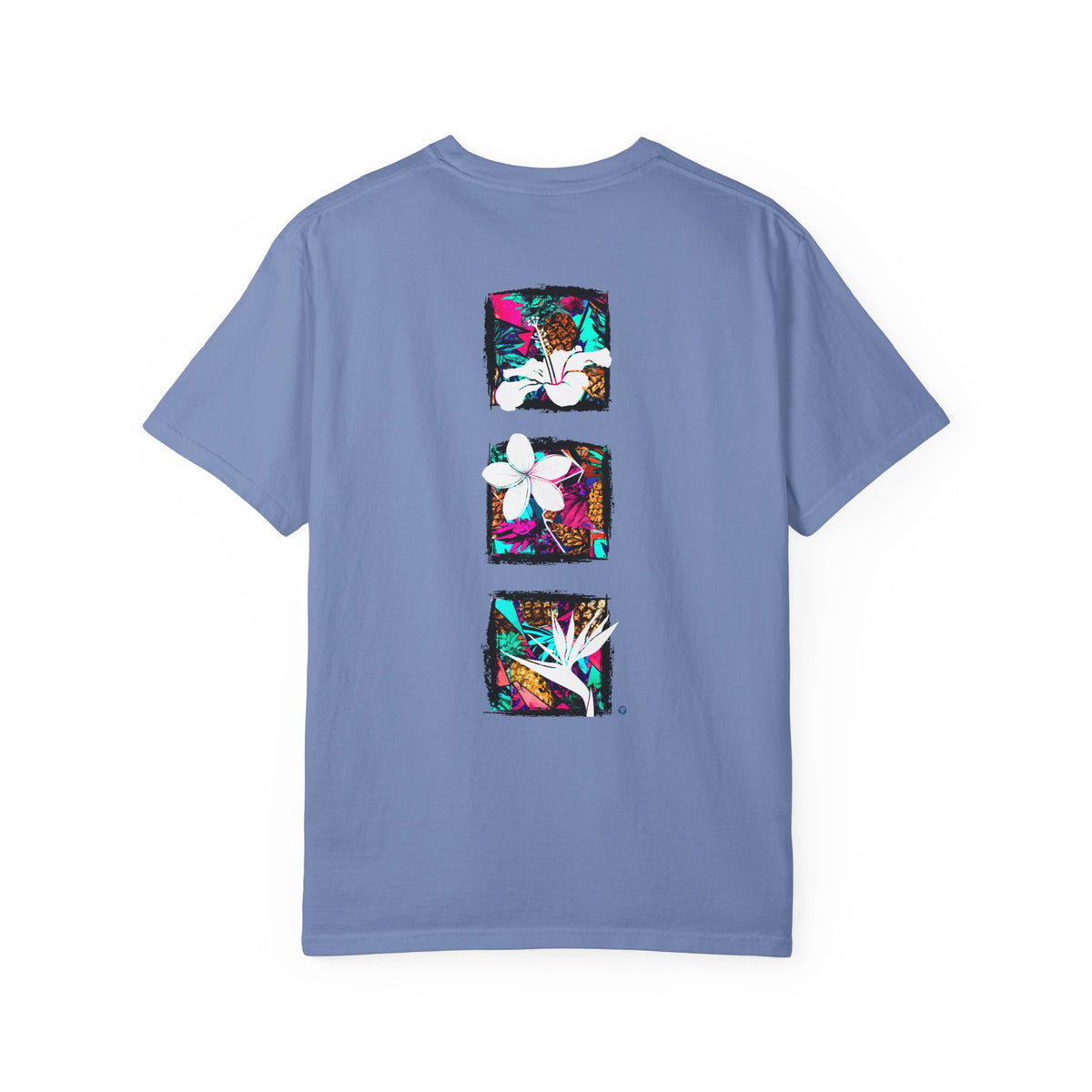 Pineapple Blossom Garment Dyed Tee Topaz Blue 4XL The Local Banyan