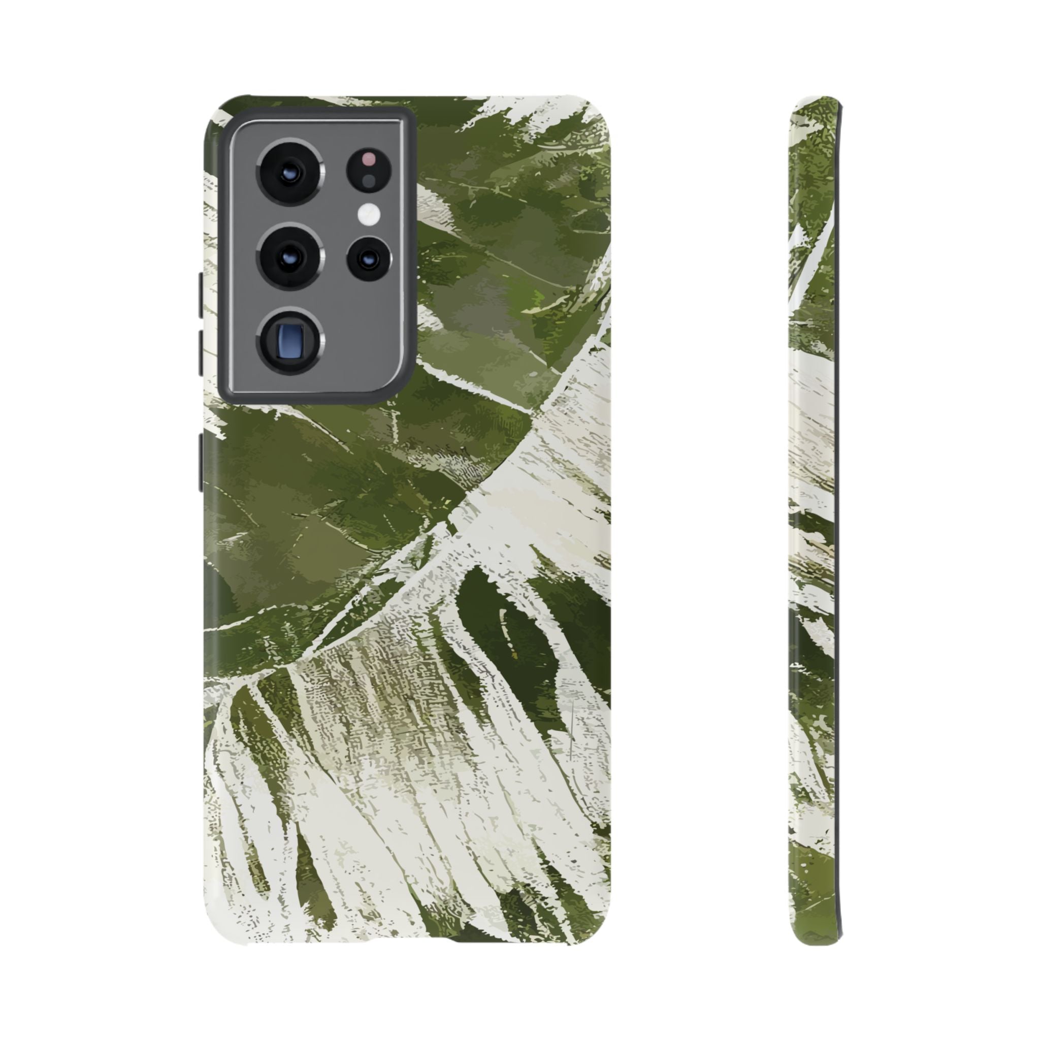 Island Breeze Tough Samsung Galaxy Case Samsung Galaxy S21 Ultra Glossy - Hawaiian Palm Leaf Olive Green Botanical Design - The Local Banyan