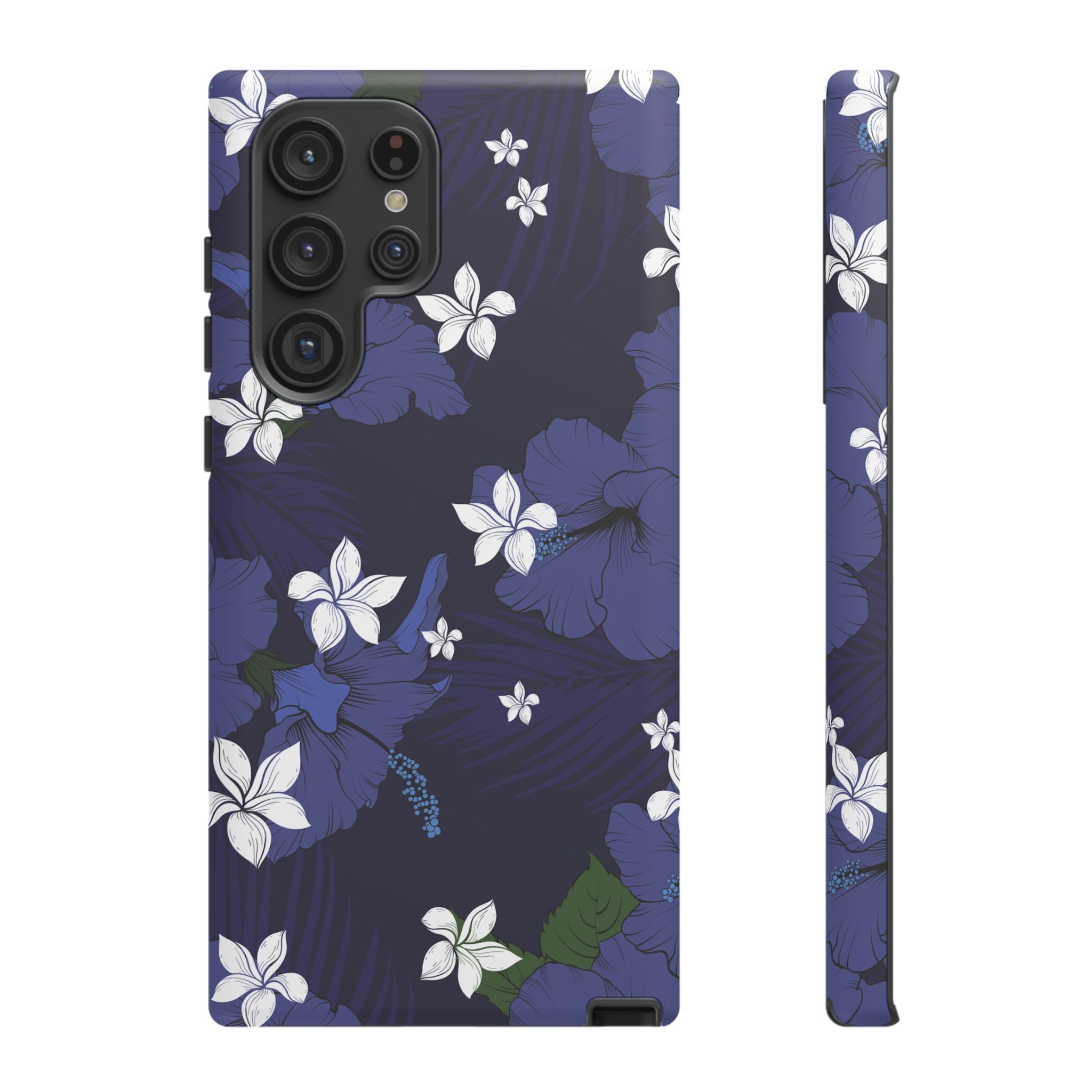 Vintage Blue Tough Samsung Galaxy Case Side View - Dual Layer Drop Protection Hawaiian Phone Case - The Local Banyan