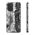 Monochrome Oasis Tough Samsung Galaxy Case Samsung Galaxy S20+ Glossy - Hawaiian Black White Botanical Tribal Design - The Local Banyan