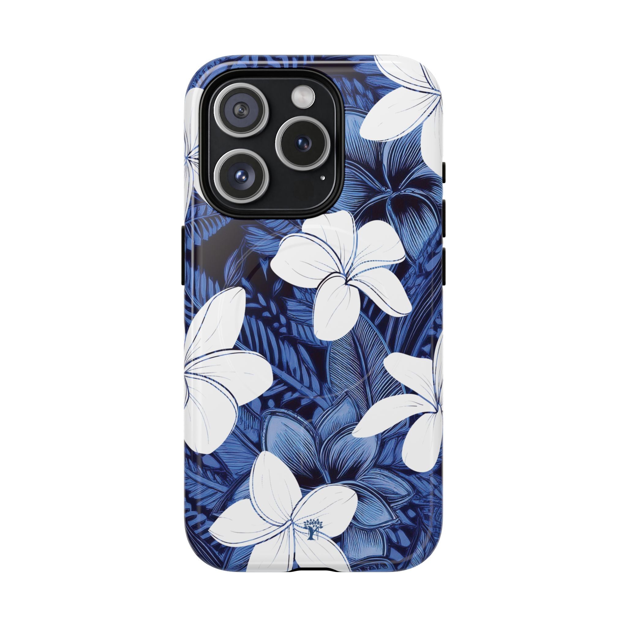 Eternal Blue Plumeria MagSafe Compatible Case for iPhone iPhone 15 Pro Glossy The Local Banyan