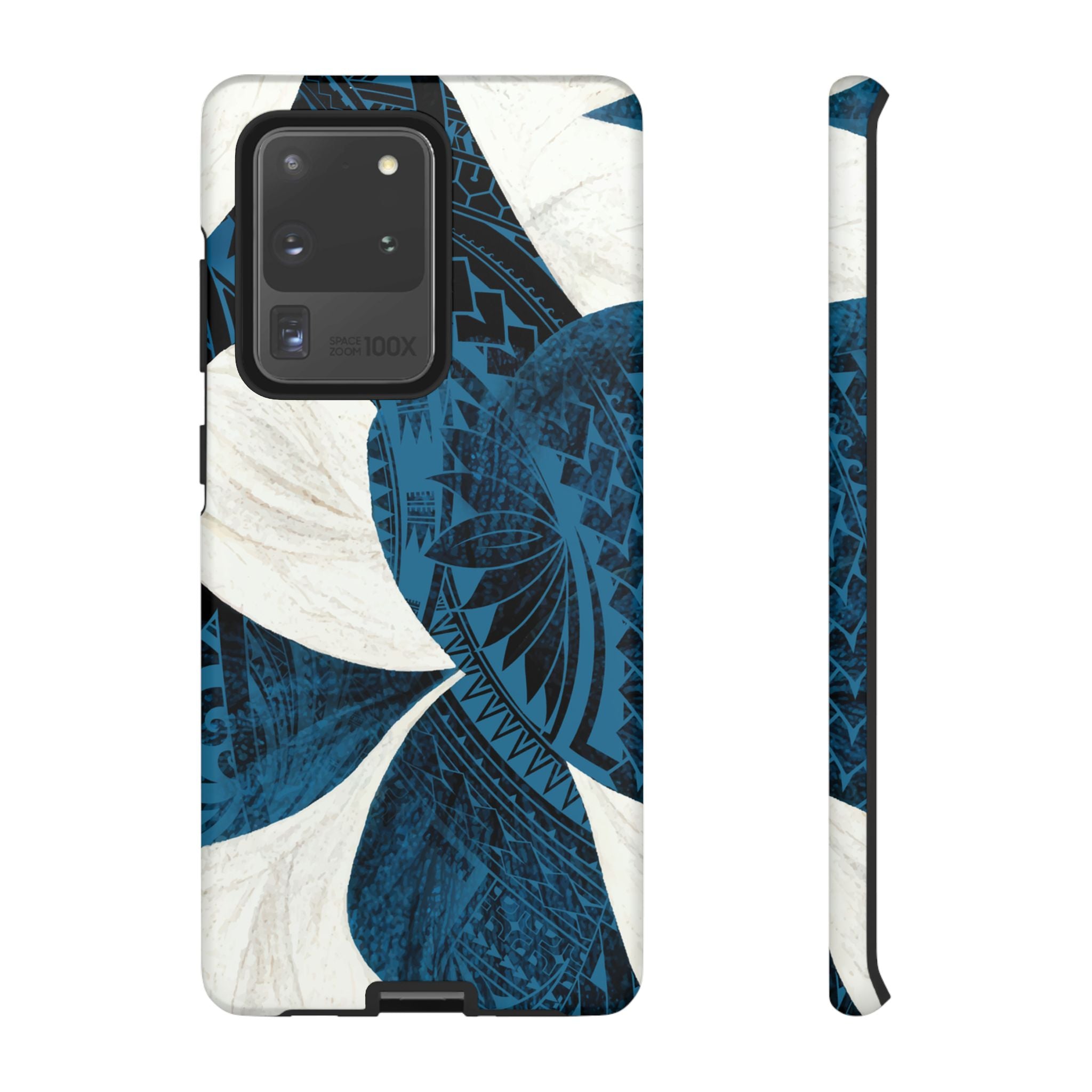 Hana Breeze Tough Samsung Galaxy Case Samsung Galaxy S20 Ultra Matte - Hawaiian Blue Plumeria Polynesian Botanical Design - The Local Banyan