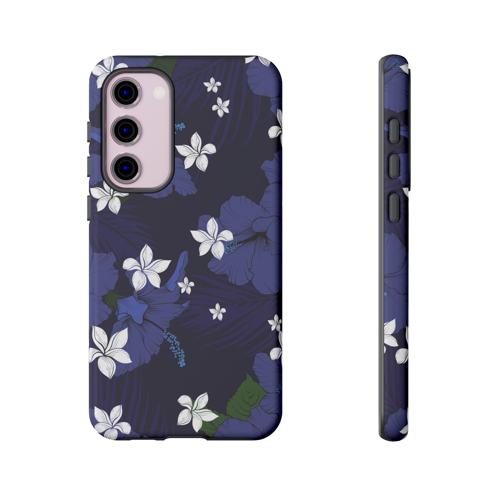Vintage Blue Tough Samsung Galaxy Case Side View - Dual Layer Drop Protection Hawaiian Phone Case - The Local Banyan