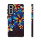 Nohea Twilight Tough Samsung Galaxy Case Samsung Galaxy S21 Glossy - Hawaiian Blue Orange Plumeria Twilight Design - The Local Banyan